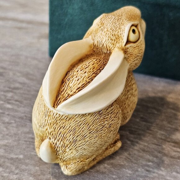 Vintage Harmony Kingdom Rabbit Bunny Trinket Box Figurine All Ears #TJRA England - Picture 8 of 10